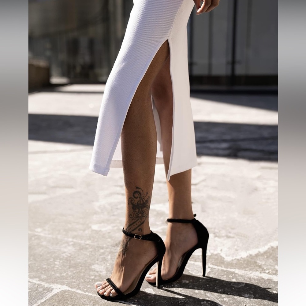 White Slip Dress with Black Trim - Picture 6 of 6